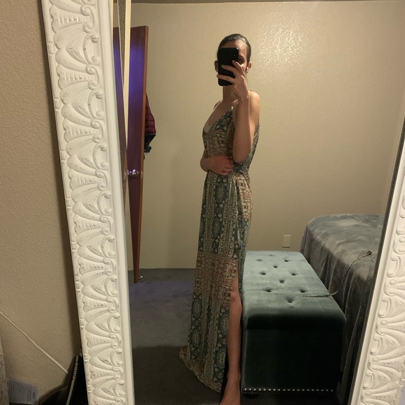 Neutral Maxi Dress with Slits - Picture 2 of 5